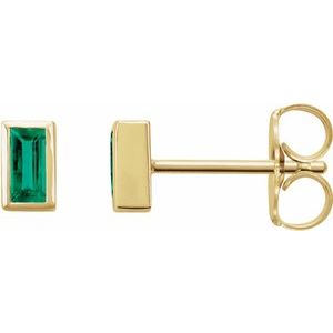 0.07 ct Natural Diamond Straight Baguette Bezel-Set Stud Earrings