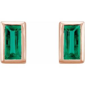 0.07 ct Natural Diamond Straight Baguette Bezel-Set Stud Earrings