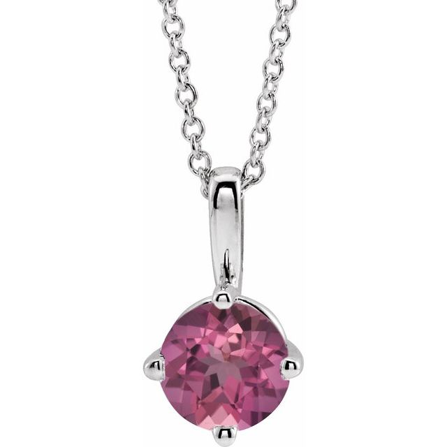 14k-white--natural-pink-tourmaline-solitaire-16-18"-necklace