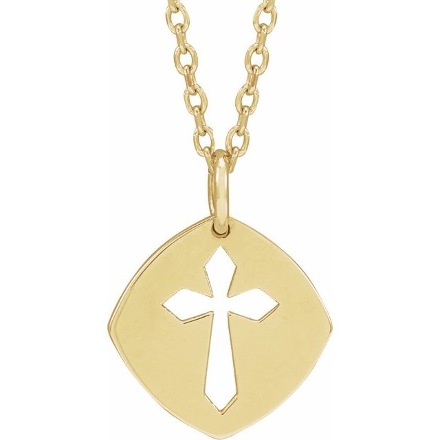 14k-yellow--pierced-cross-16-18"-necklace