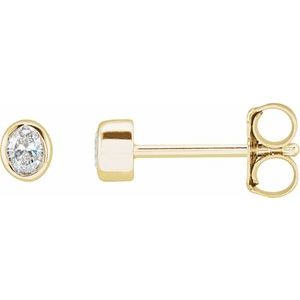 Diamond Oval Bezel-Set Stud Earrings