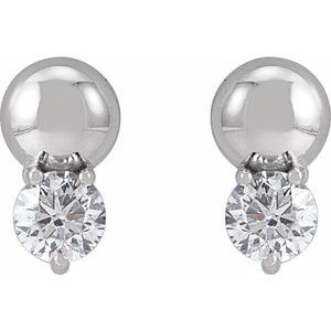 1/5 ct Diamond Accented Bead Earrings