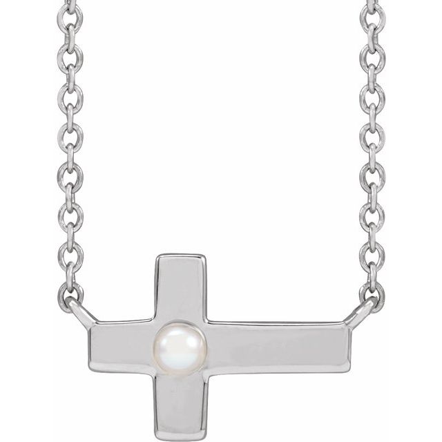 sterling-silver-cultured-white-seed-pearl-sideways-cross-16-18"-necklace