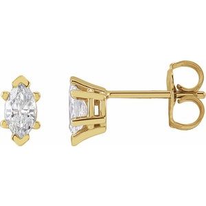 1/2 ct Diamond Marquise 6-Prong V-End Stud Earrings