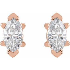 1/2 ct Diamond Marquise 6-Prong V-End Stud Earrings