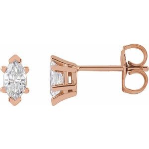 1/2 ct Diamond Marquise 6-Prong V-End Stud Earrings