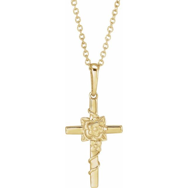 14k-yellow-floral-cross-16-18"-necklace