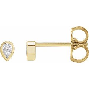 Diamond 1/10 ct Micro Pear Bezel Earrings