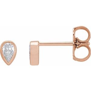 Diamond 1/10 ct Micro Pear Bezel Earrings