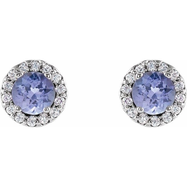 14K White Gold|Natural Blue Sapphire|4 mm