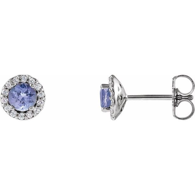 14K White Gold|Natural Blue Sapphire|4 mm