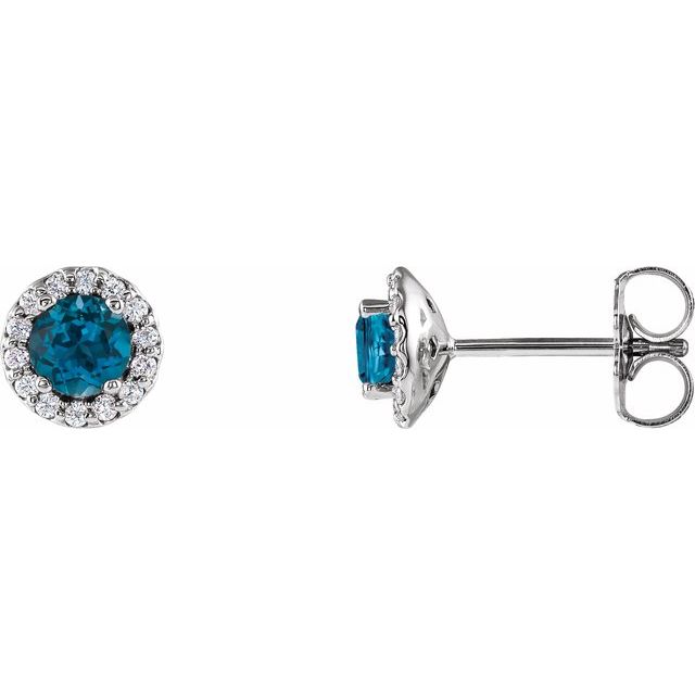 14K White Gold|Natural Blue Sapphire|4 mm