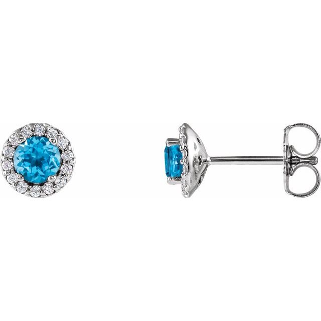 14K White Gold|Natural Blue Sapphire|4 mm