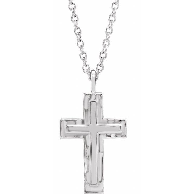 14k-white-textured-cross-18"-necklace