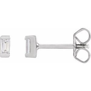 3/8 ct Lab-Grown Diamond Straight Baguette Bezel-Set Stud Earrings