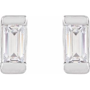 3/8 ct Lab-Grown Diamond Straight Baguette Bezel-Set Stud Earrings