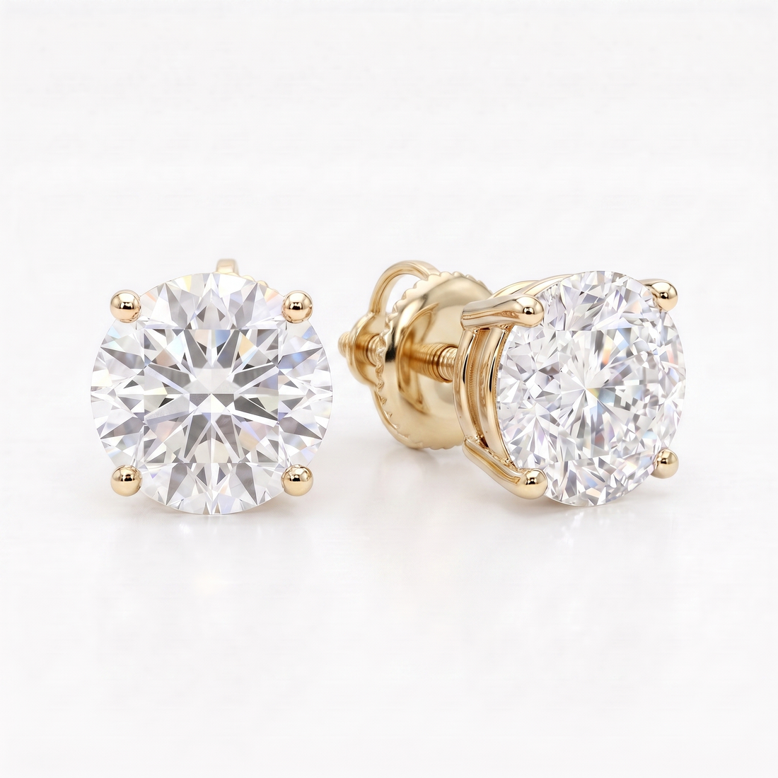 0.5 ct Lab-Grown Diamond Basket Studs in 14K Yellow Gold - Screwback
