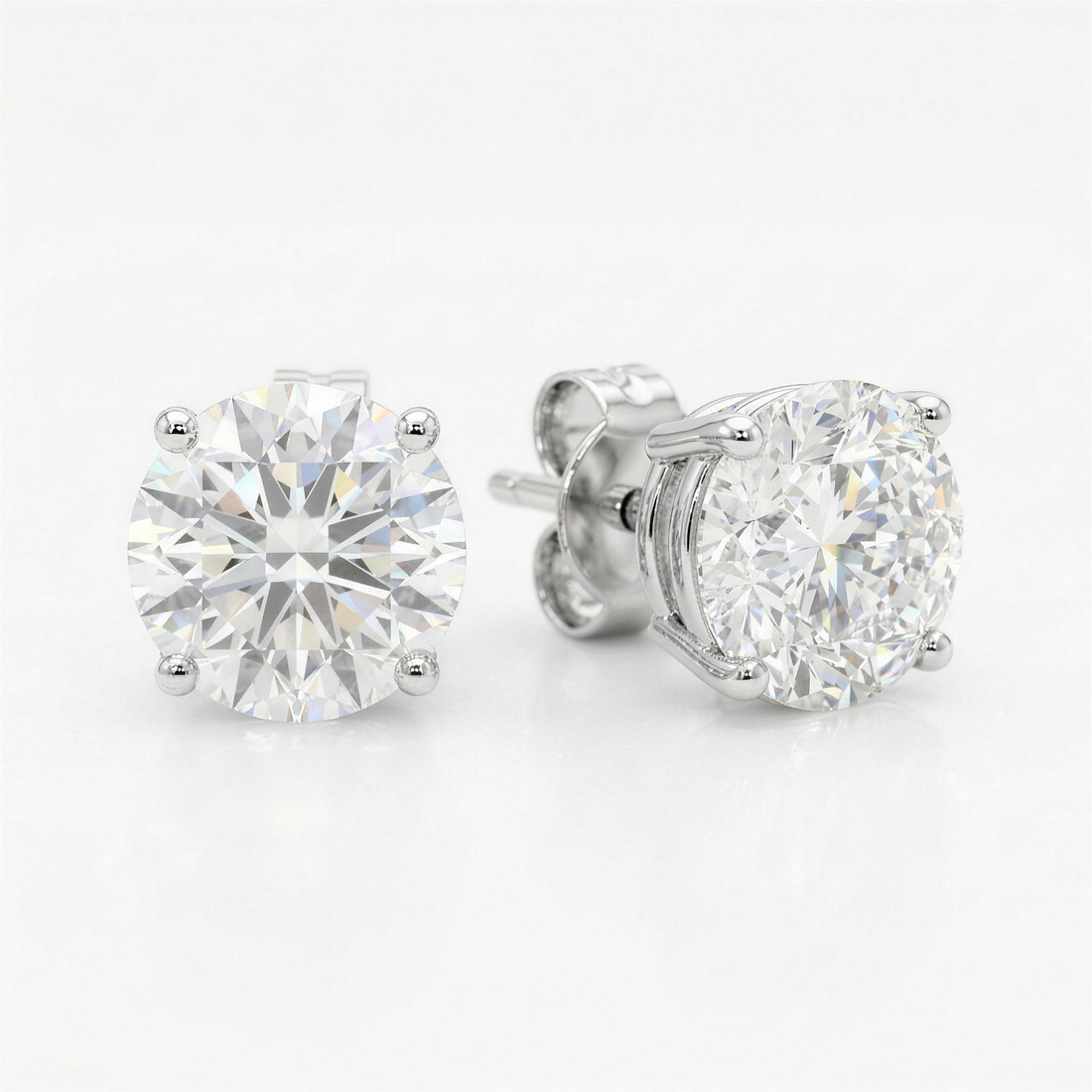 1.5 ct LG Diamond Basket Studs in 14K White Gold - Pushback