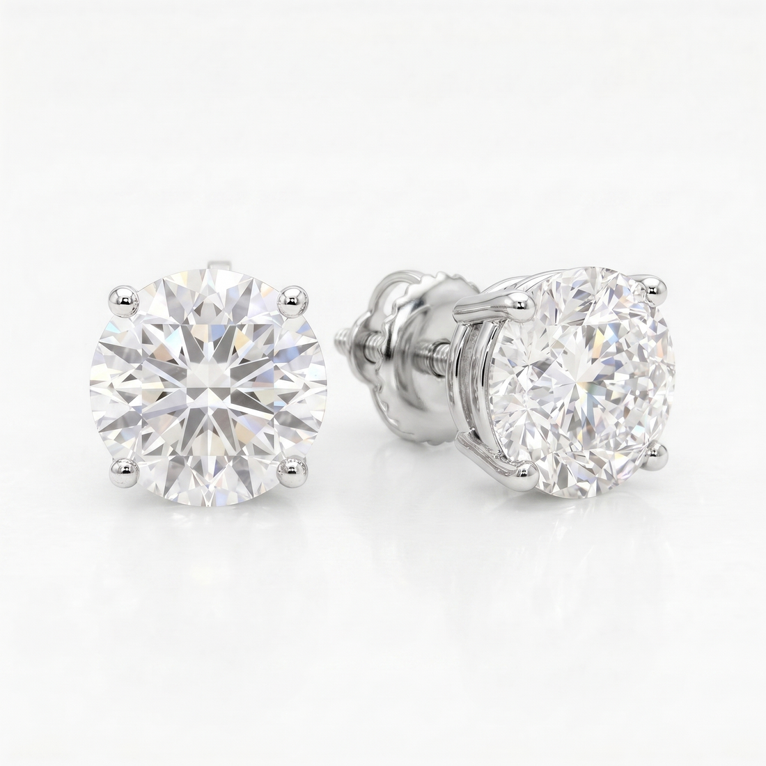 1.5 ct Lab-Grown Diamond Basket Studs in 14K White Gold - Screwback