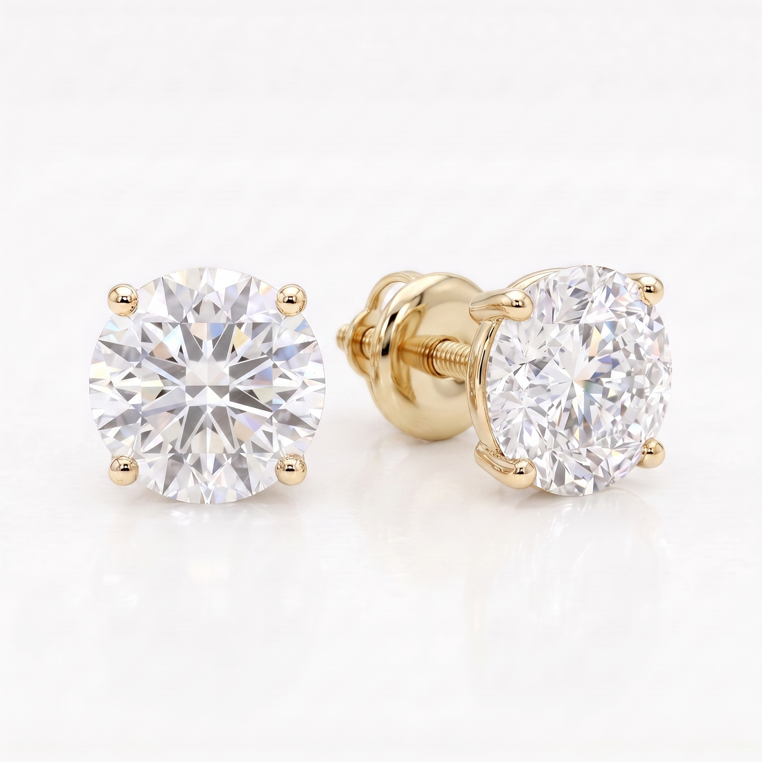 1.5 ct Lab-Grown Diamond Basket Studs in 14K Yellow Gold - Screwback