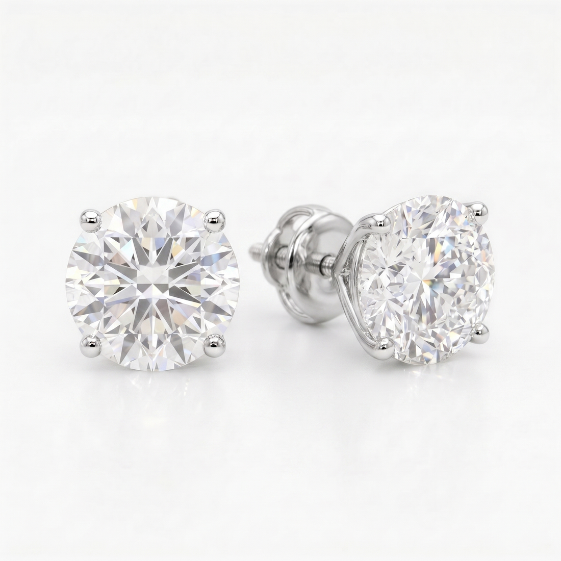 1 ct Lab-Grown Diamond Martini Studs in 14K White Gold - Screwback