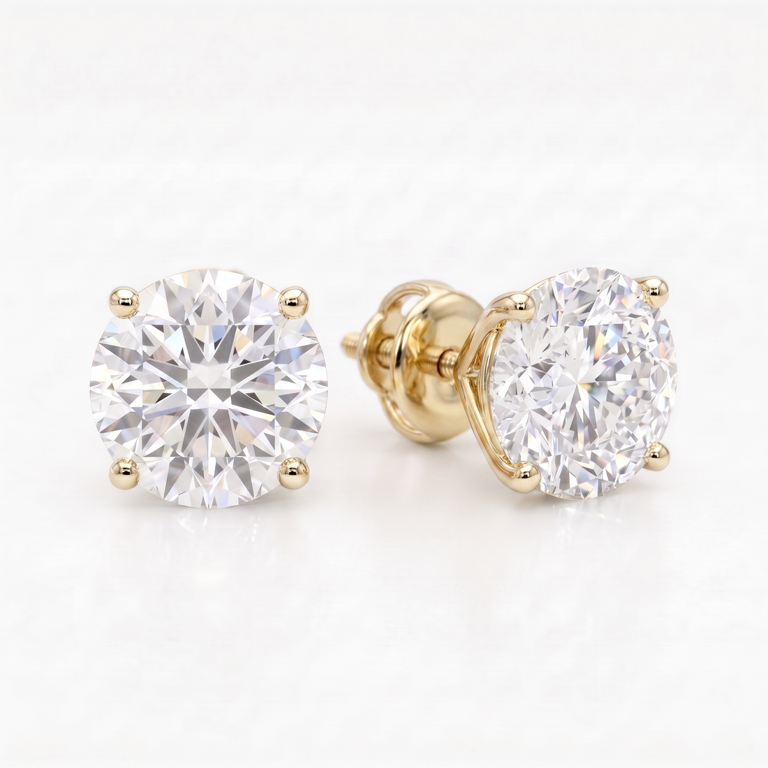 1 ct Lab-Grown Diamond Martini Studs in 14K Yellow Gold - Screwback