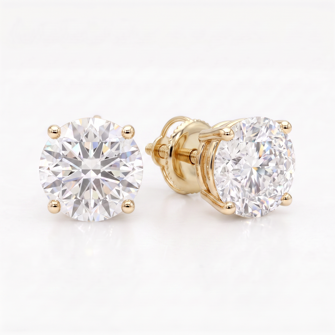 1 ct Lab-Grown Diamond Basket Studs in 14K Yellow Gold - Screwback