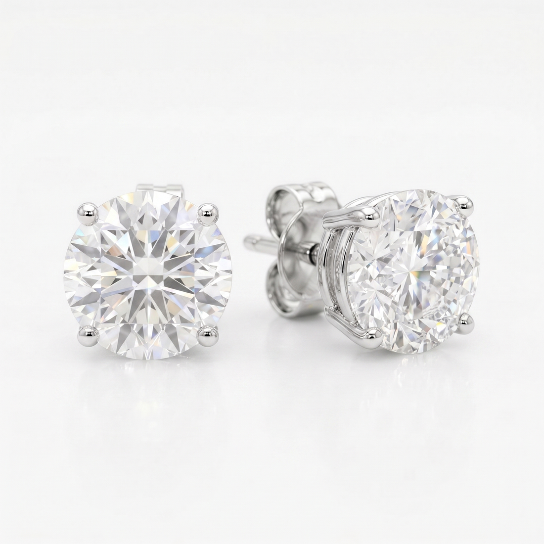 2 ct Lab-Grown Diamond Martini Studs in 14K White Gold - Pushback