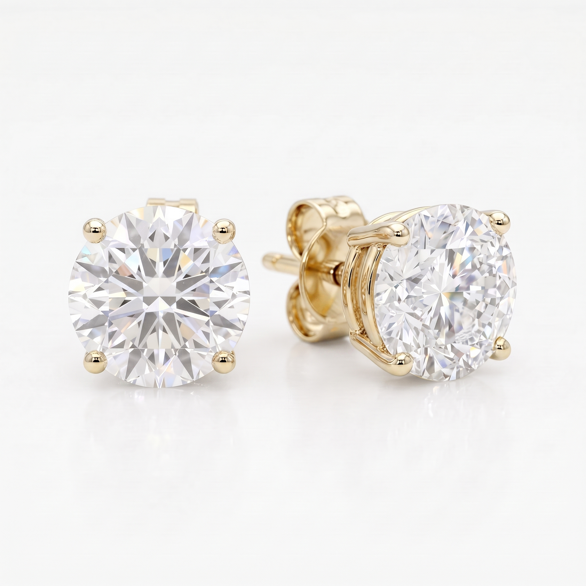 2 ct LG Diamond Martini Studs in 14K Yellow Gold - Pushback