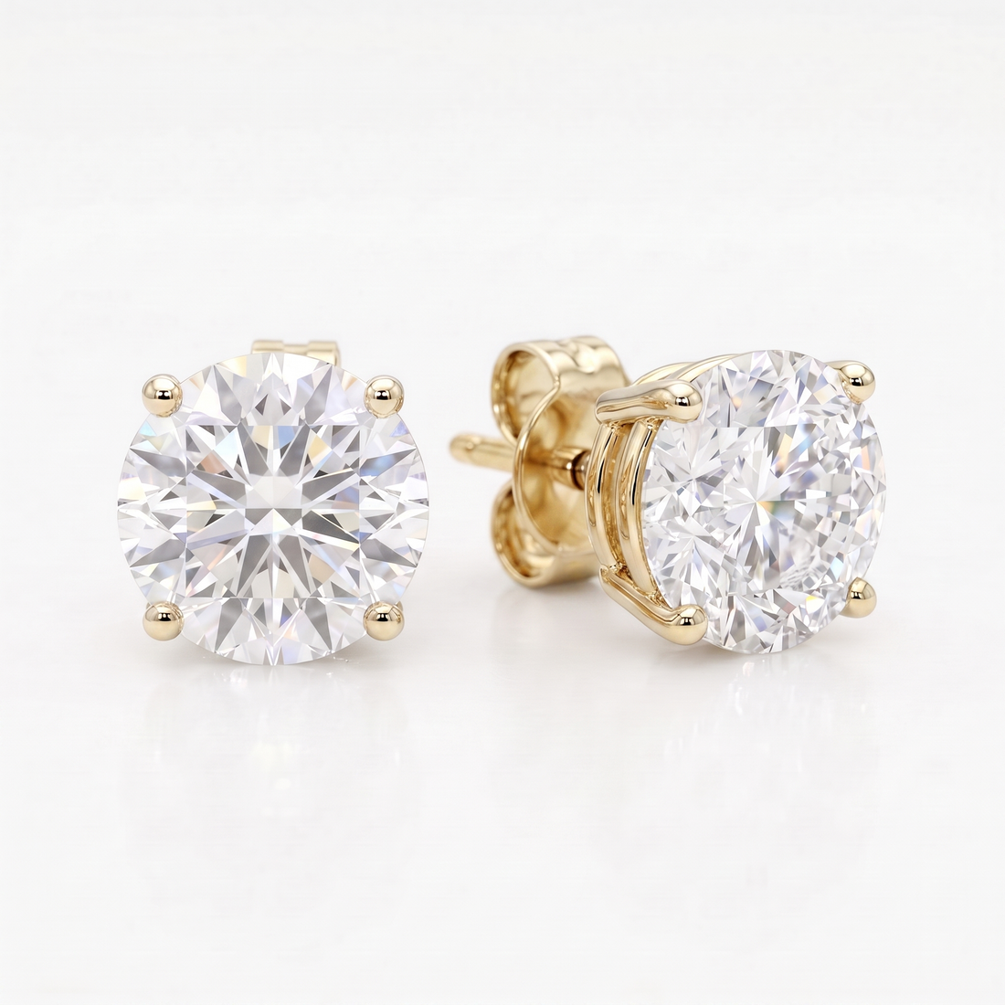 2 ct LG Diamond Martini Studs in 14K Yellow Gold - Screwback