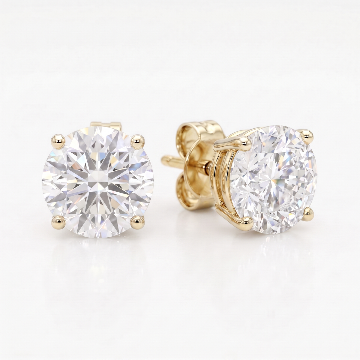 2 ct LG Diamond Martini Studs in 14K Yellow Gold - Screwback