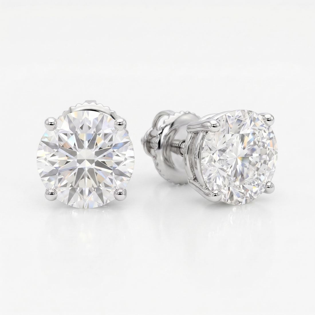 2 ct Lab-Grown Diamond Basket Studs in 14K White Gold - Pushback