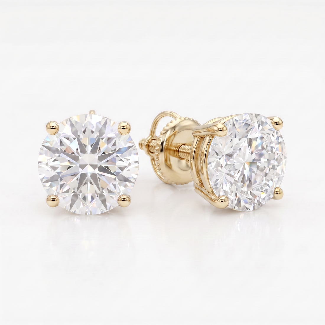 2 ct Lab-Grown Diamond Basket Studs in 14K Yellow Gold - Pushback