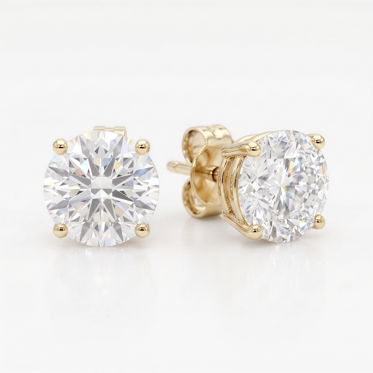 2 ct LG Diamond Basket Studs in 14K Yellow Gold - Pushback