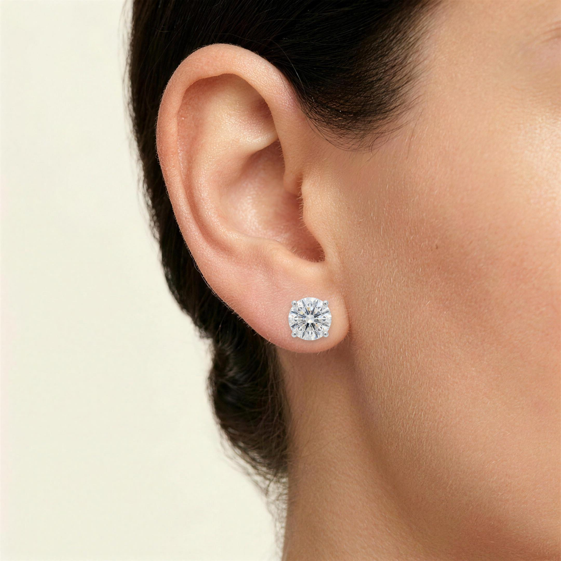 3 ct Lab-Grown Diamond Basket Studs in 14K White Gold - Pushback