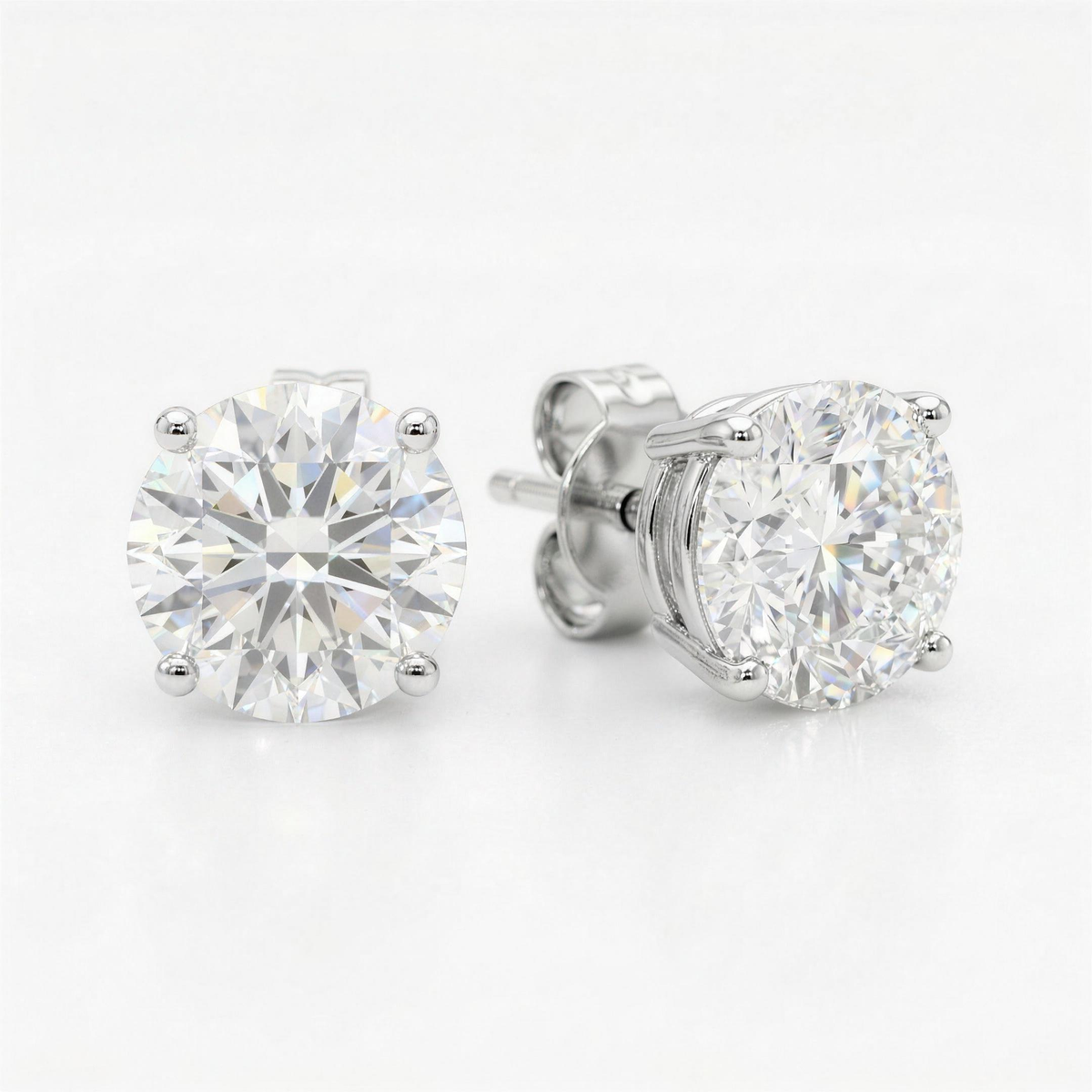 3 ct Lab-Grown Diamond Basket Studs in 14K White Gold - Pushback