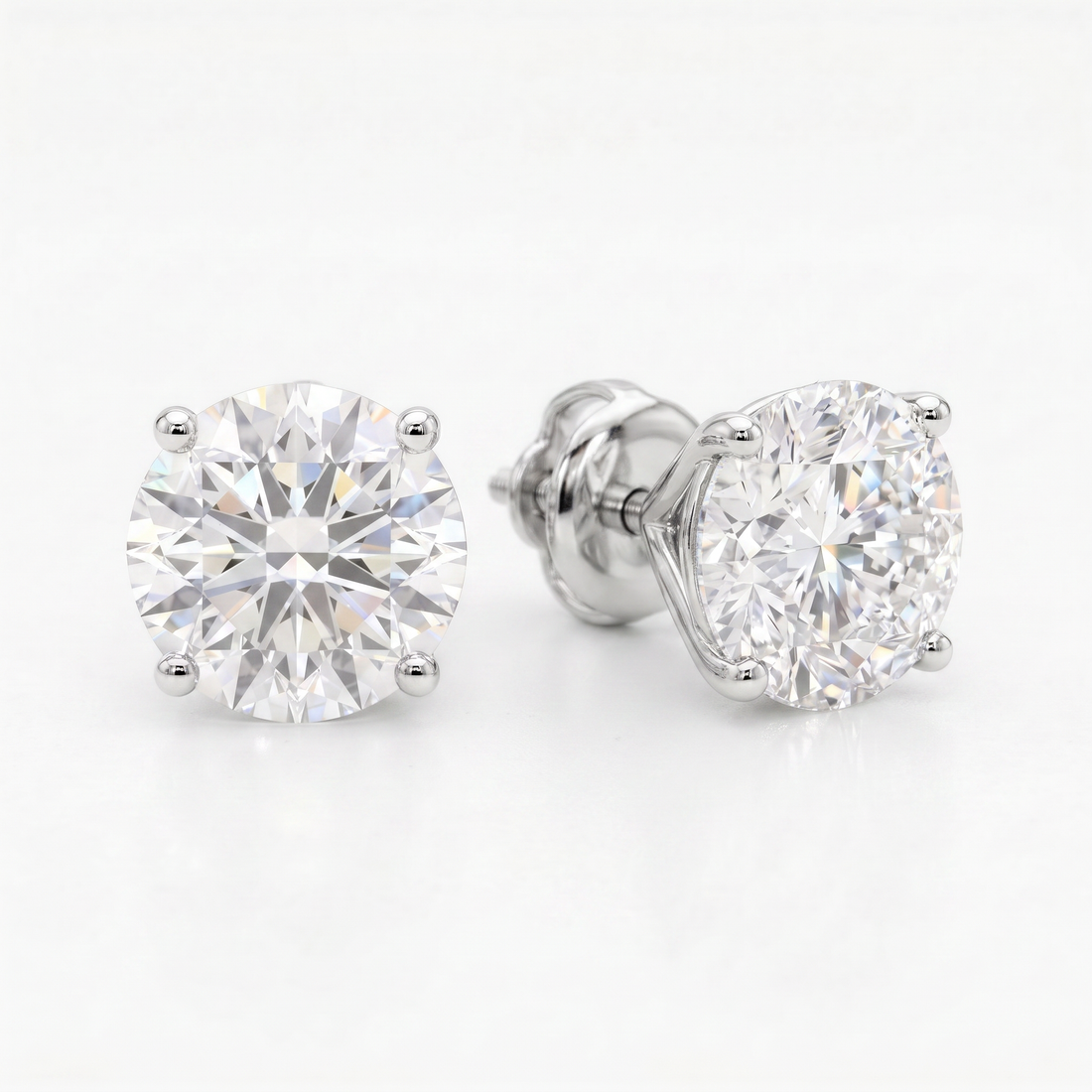 3 ct Lab-Grown Diamond Martini Studs in 14K White Gold - Screwback