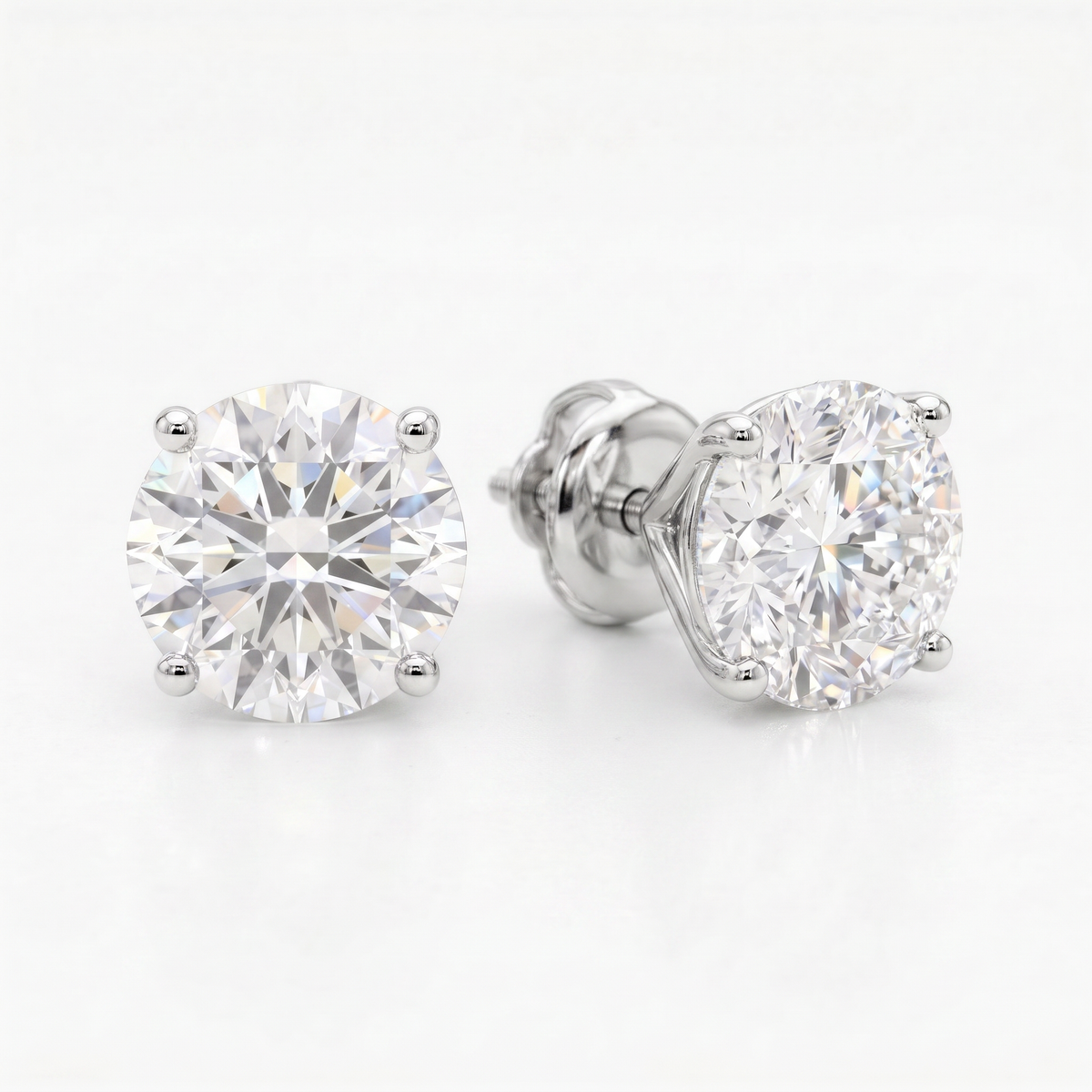 3 ct Lab-Grown Diamond Martini Studs in 14K White Gold - Pushback