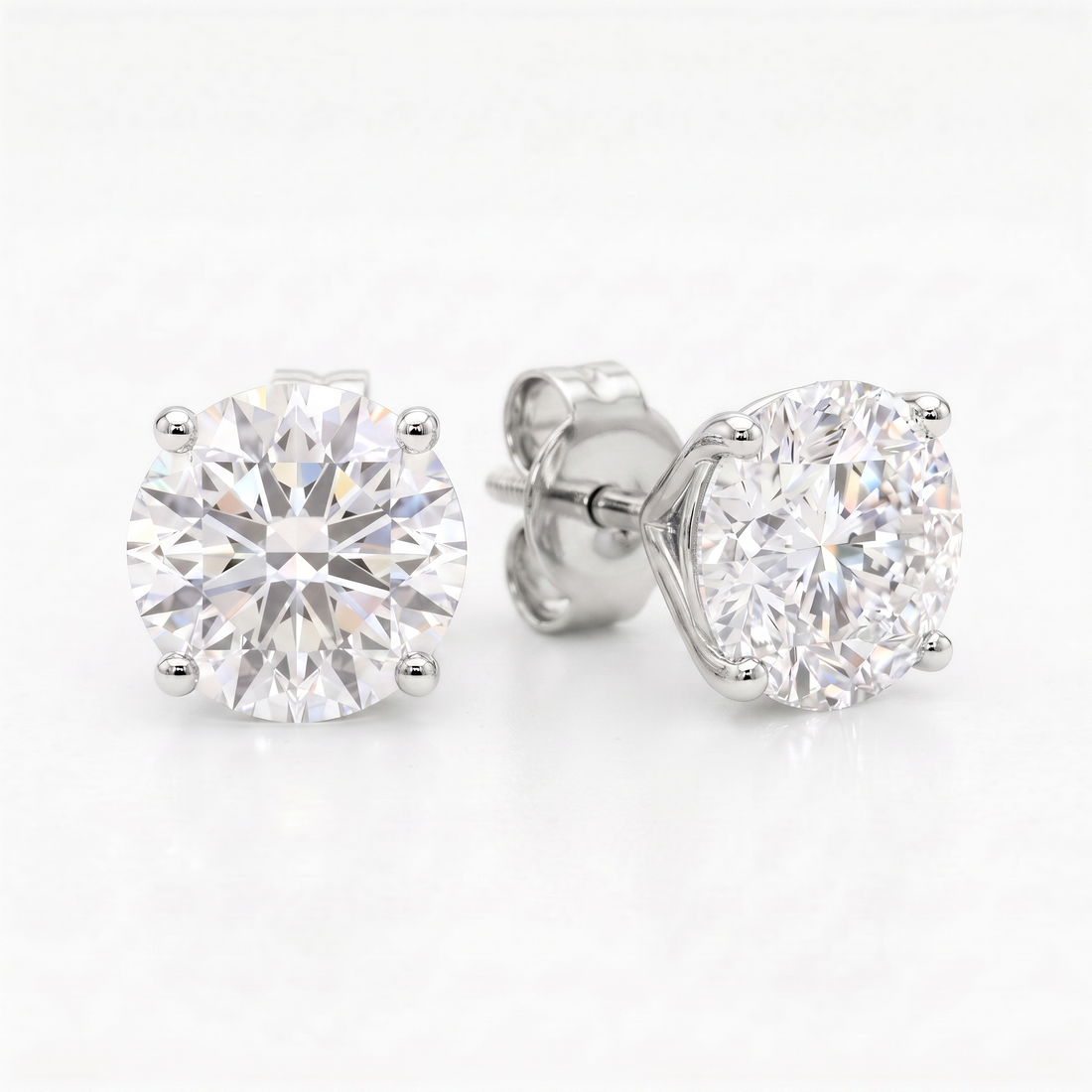 3 ct LG Diamond Martini Studs in 14K White Gold - Pushback