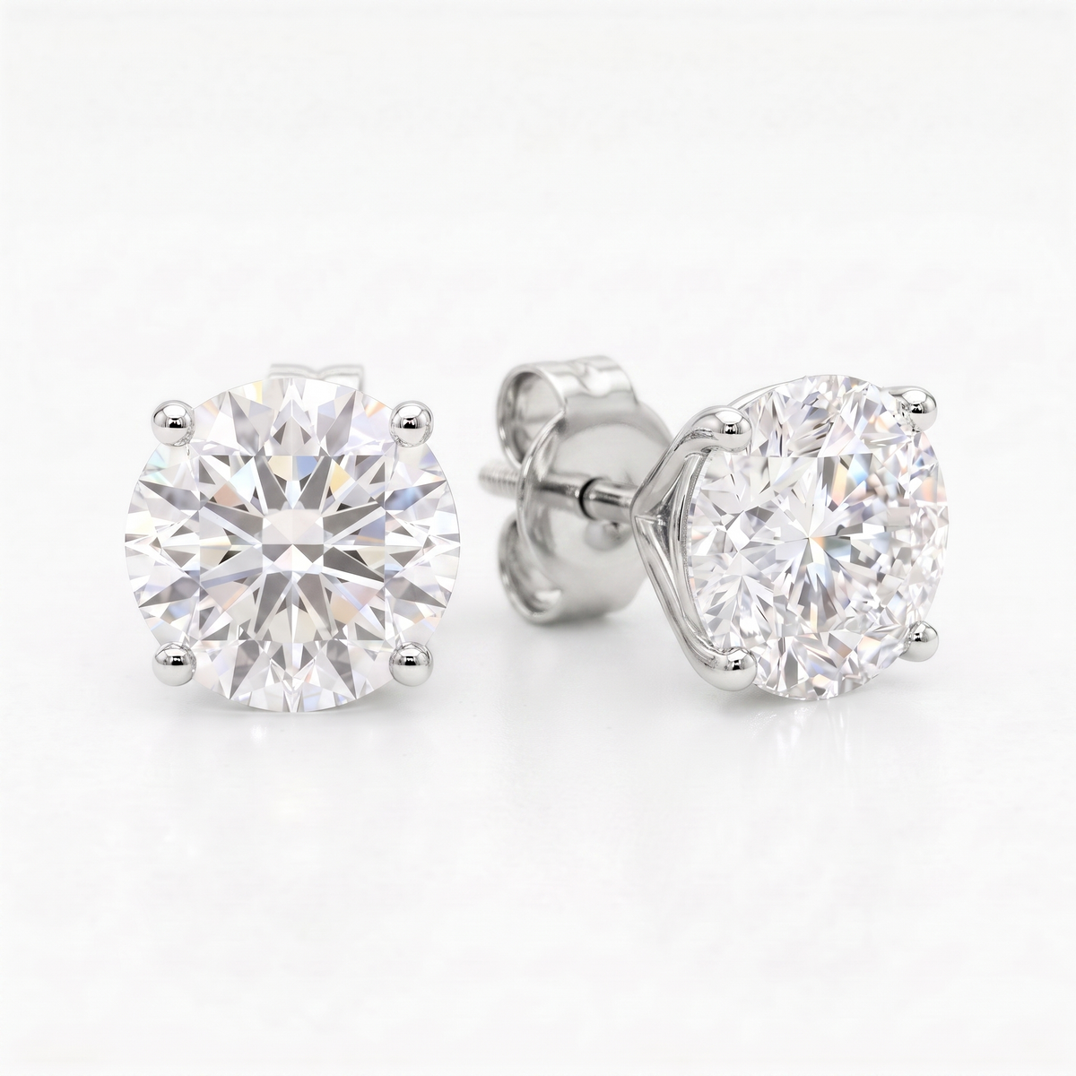 3 ct LG Diamond Martini Studs in 14K White Gold - Pushback