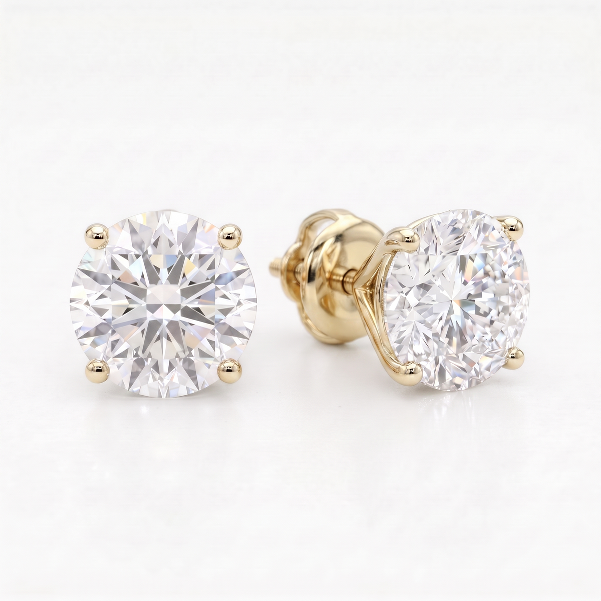3 ct Lab-Grown Diamond Martini Studs in 14K Yellow Gold - Screwback