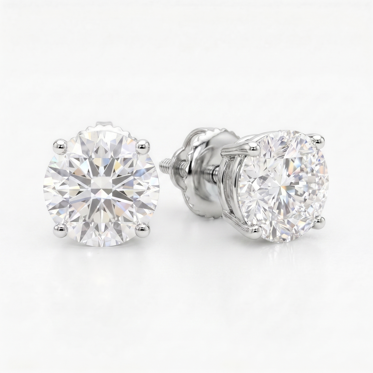 3 ct Lab-Grown Diamond Basket Studs in 14K White Gold - Screwback