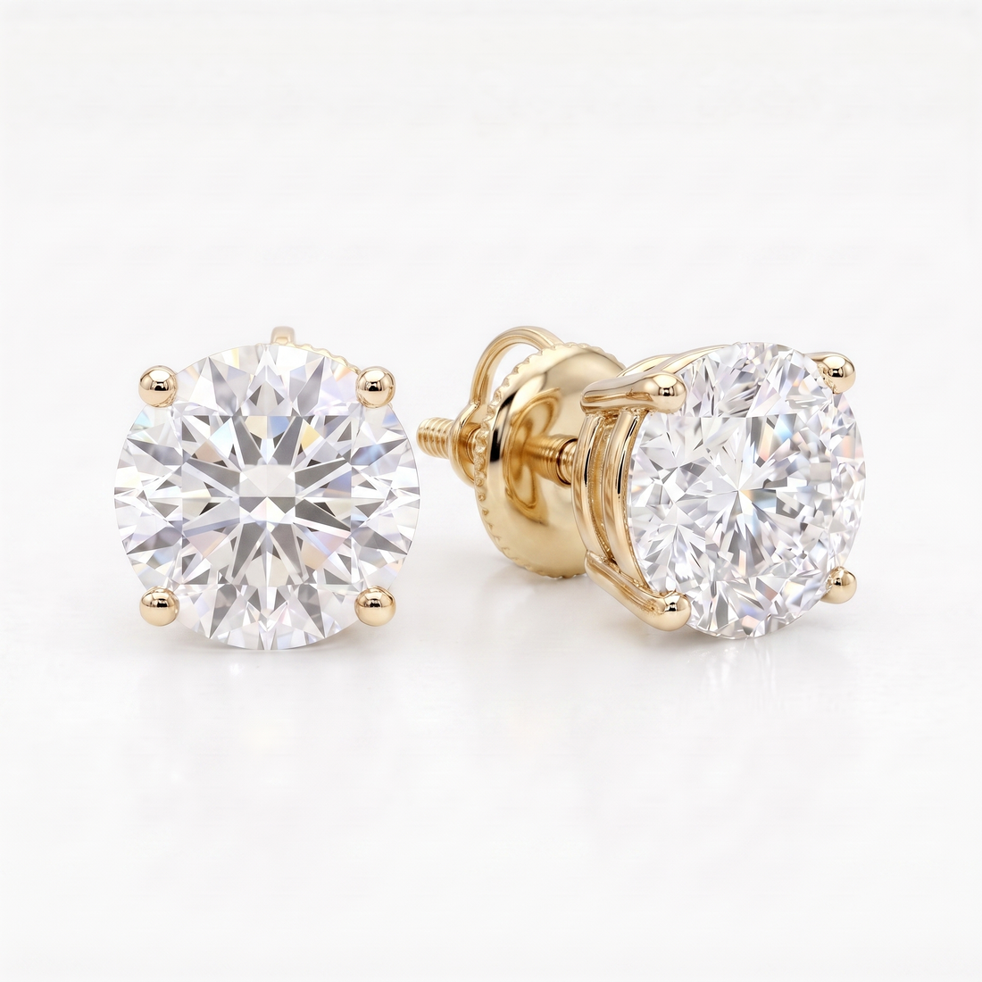 3 ct Lab-Grown Diamond Basket Studs in 14K Yellow Gold - Screwback
