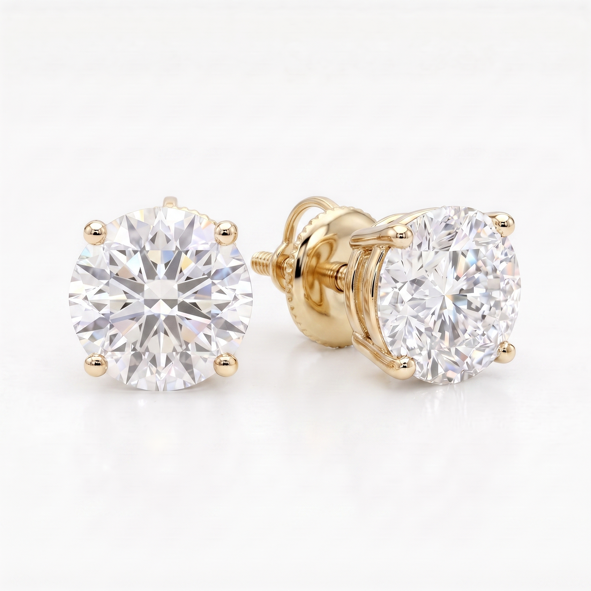 3 ct Lab-Grown Diamond Basket Studs in 14K Yellow Gold - Screwback