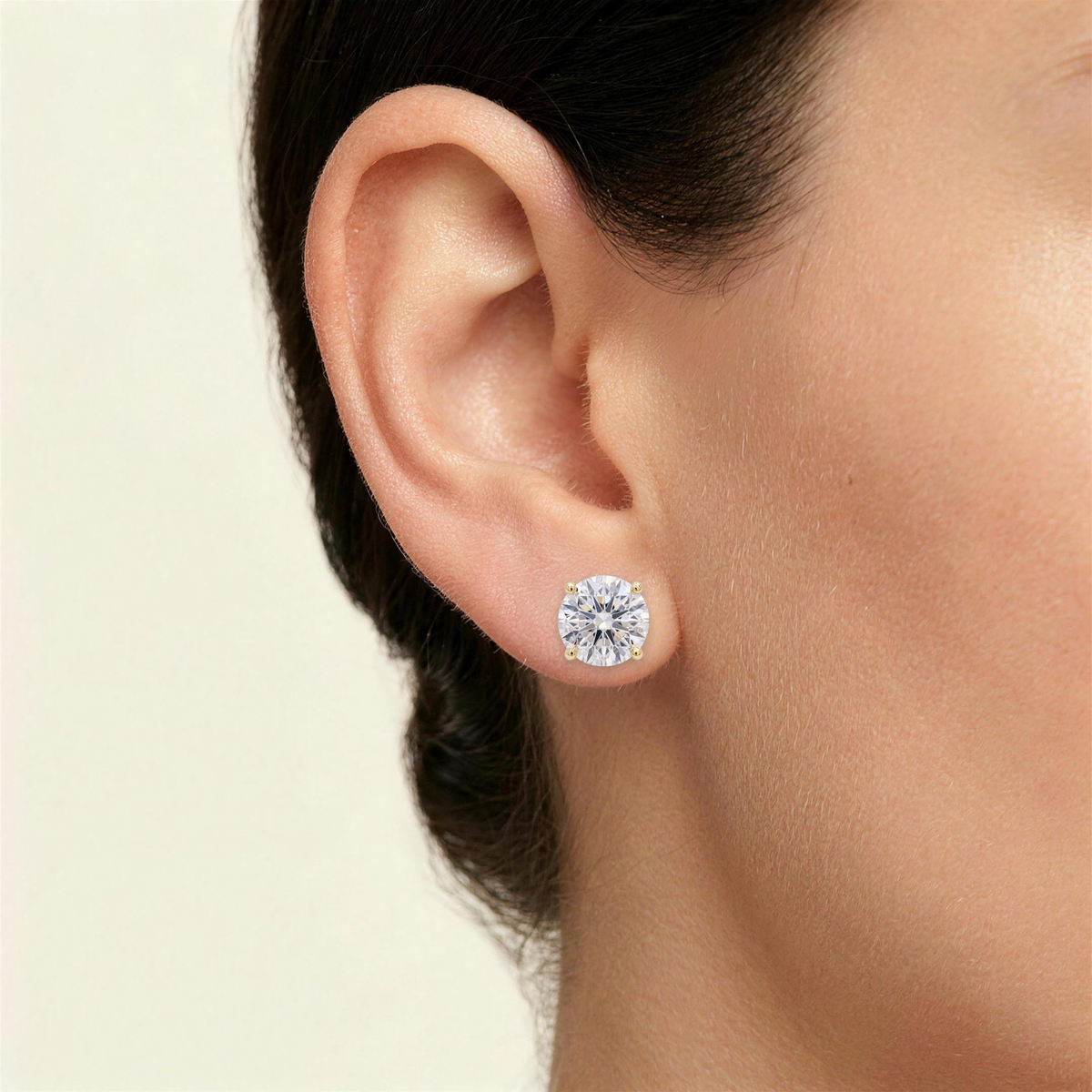 4 ct Lab-Grown Diamond Martini Studs in 14K Yellow Gold - Screwback