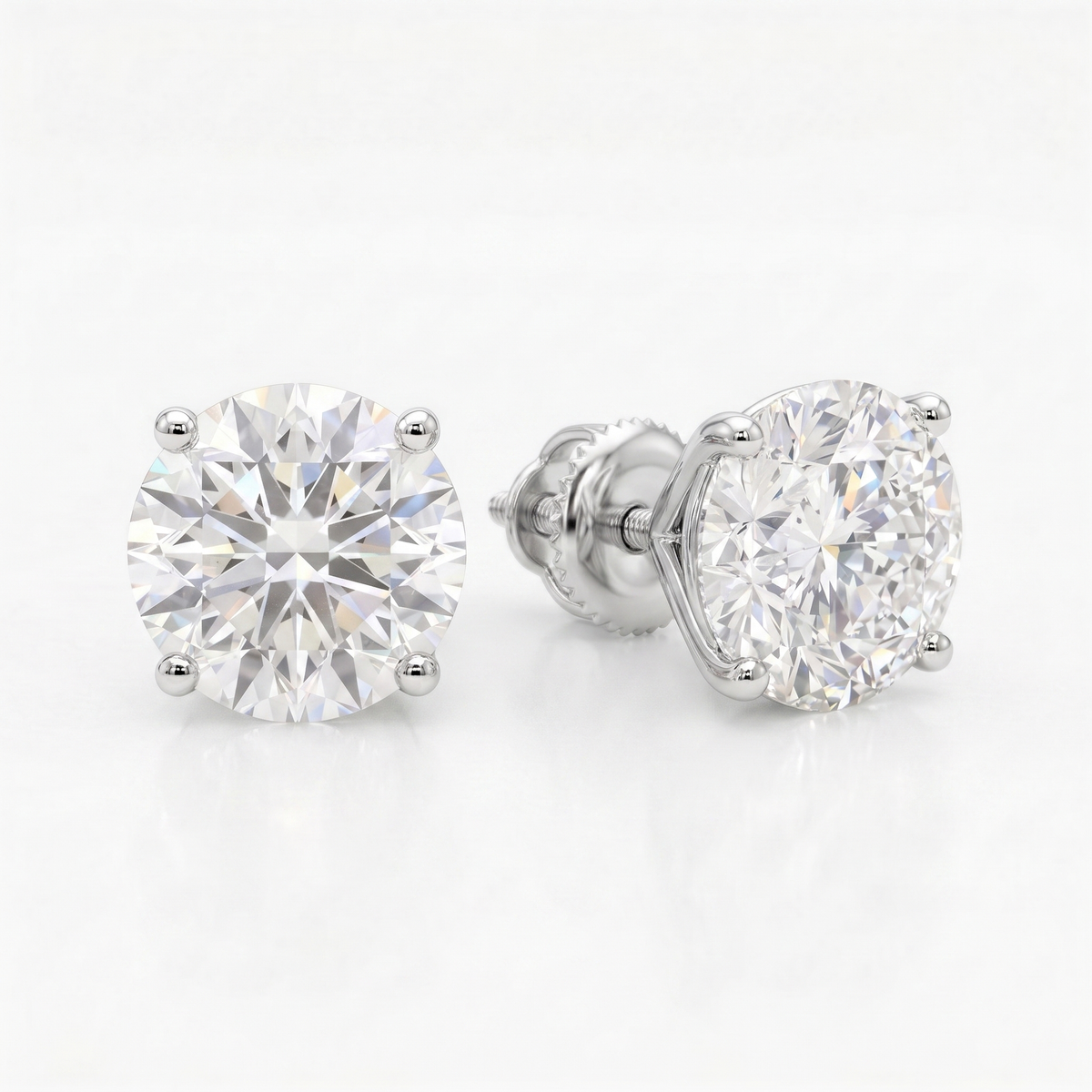 4 ct Lab-Grown Diamond Martini Studs in 14K White Gold - Screwback