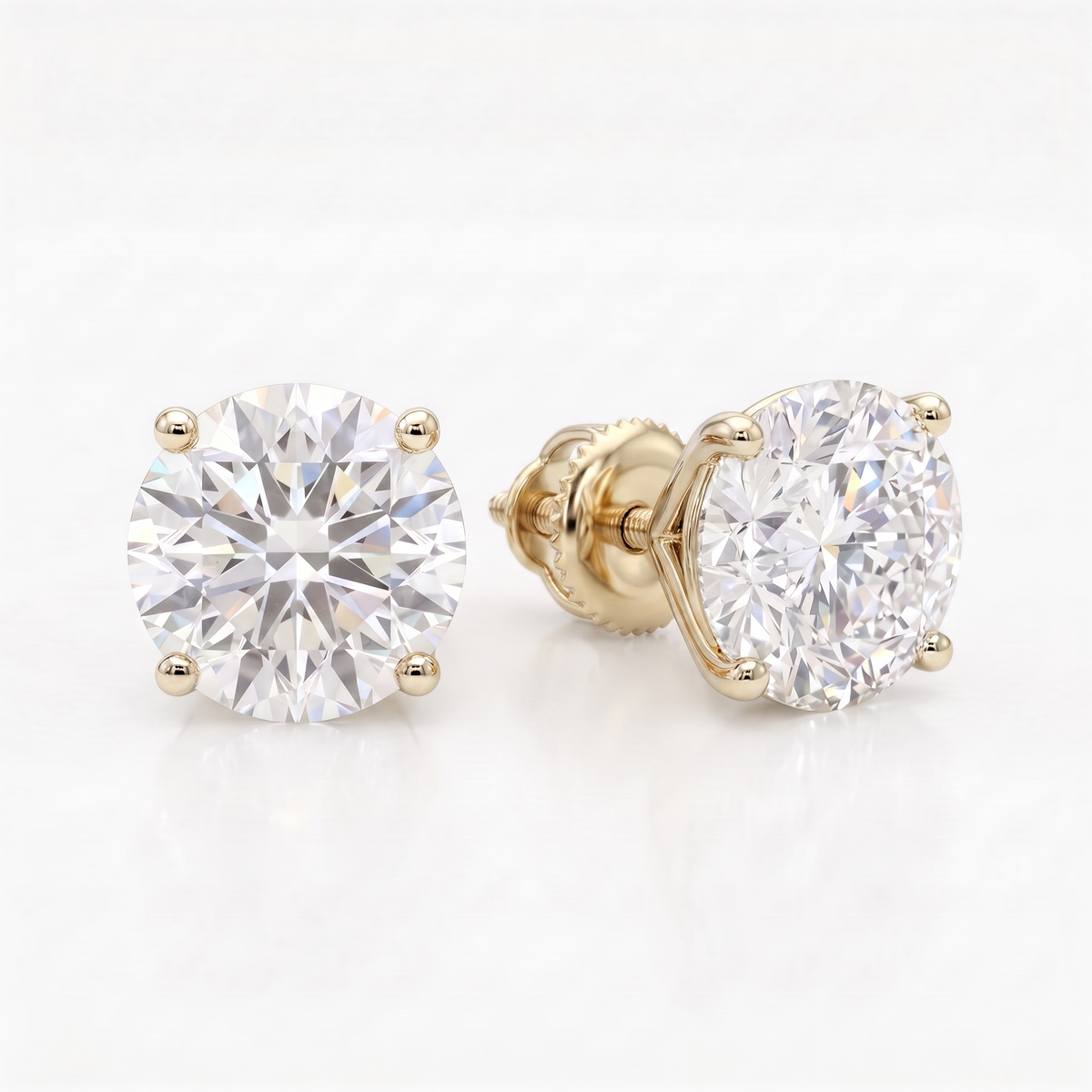 4 ct Lab-Grown Diamond Martini Studs in 14K Yellow Gold - Screwback