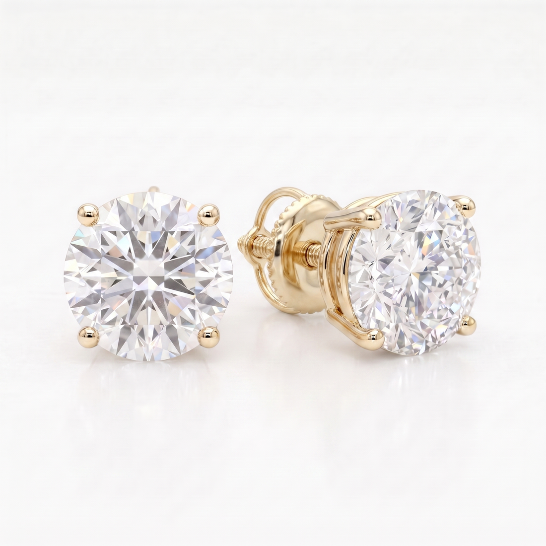 4 ct Lab-Grown Diamond Basket Studs in 14K Yellow Gold - Screwback
