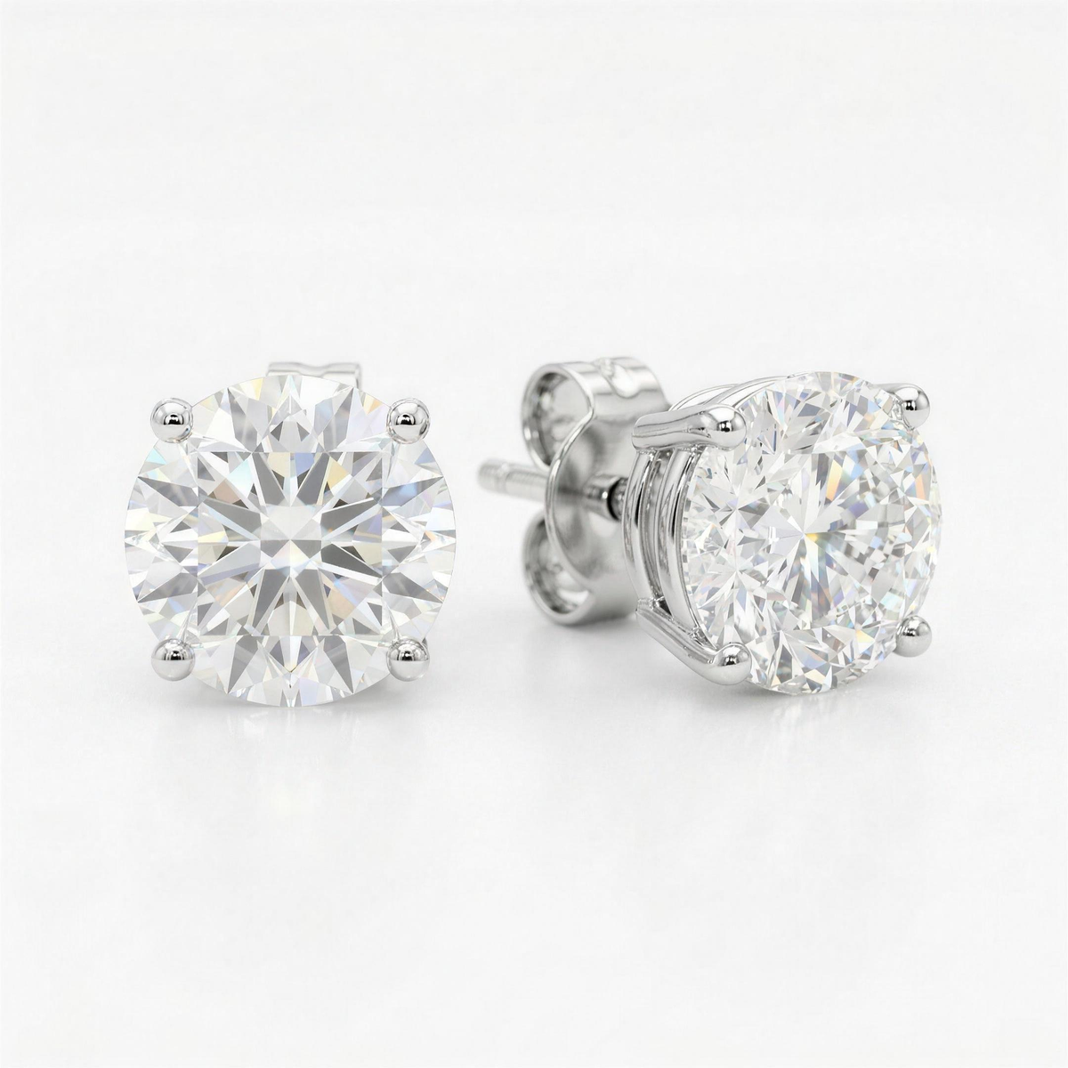 5 ct Lab-Grown Diamond Basket Studs in 14K White Gold - Pushback