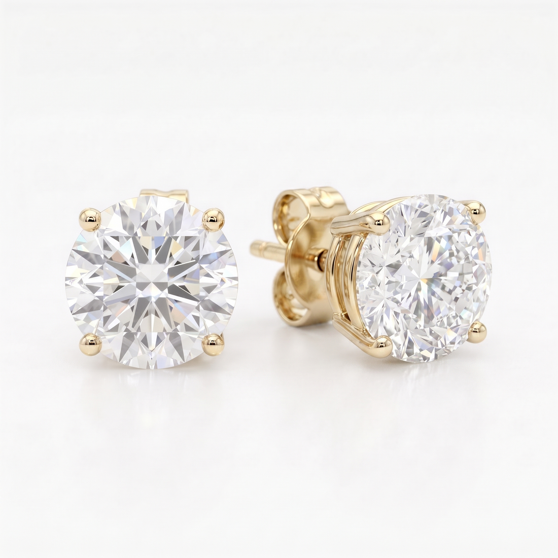 5 ct Lab-Grown Diamond Basket Studs in 14K Yellow Gold - Pushback